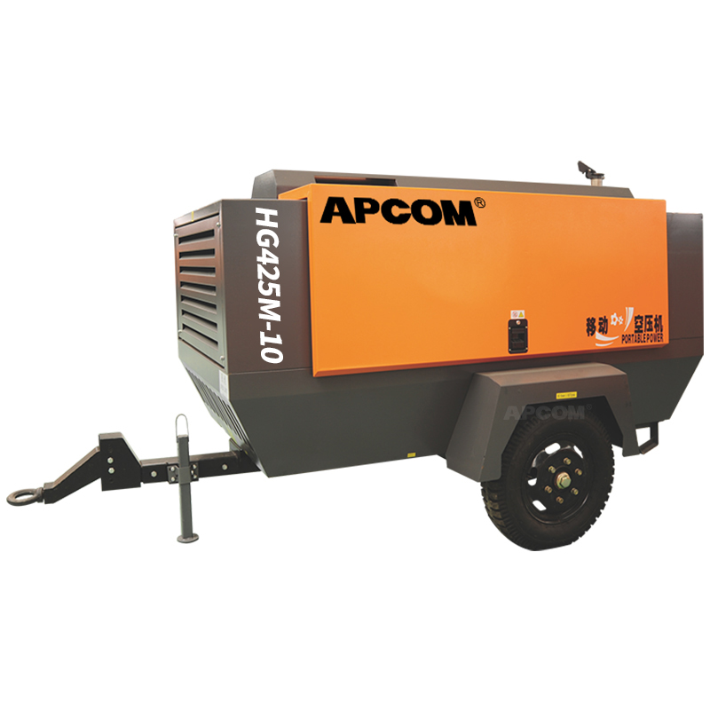10bar 110kw 150HP портативный винтовой воздушный компрессор на дизельном 425 cfm HG425M-10