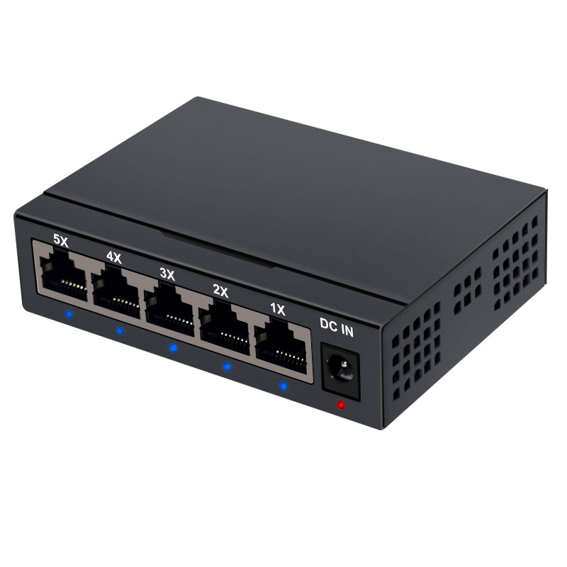 Giga Tenda 5 Port 10/100/1000Mbps Ethernet Switch Metal Case Wall Mounted Unmanaged Gigabit Network Switch