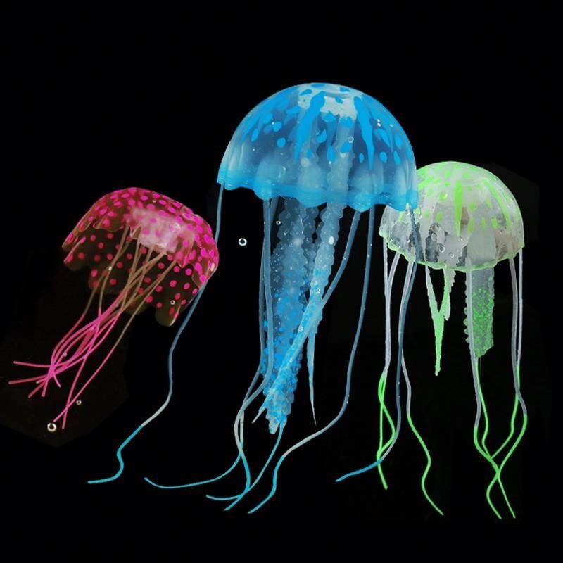 Free Shipping One Piece Wholesale Glowing Effect Artificial Jellyfish Fish Tank Aquarium Decoration Mini Submarine Ornament 1PCS