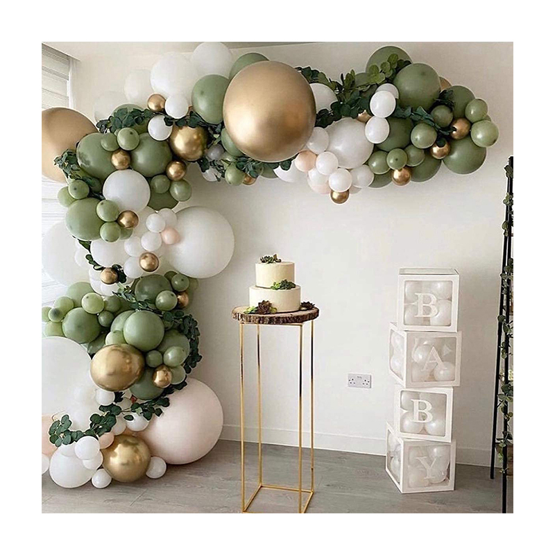 152pcs Balloon Arch Kit Retro Green Balloon Garland Set Sage Green White And Metallic Chrome Gold Balloons For Party Wedding