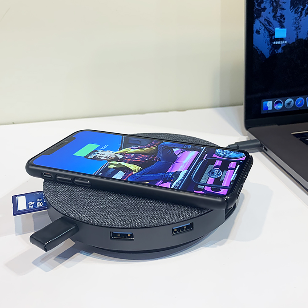 Многофункциональный 7,5 Вт, 10 Вт Беспроводное зарядное устройство USB c концентратор USB type c ноутбуки зарядные батареи для мобильных телефонов