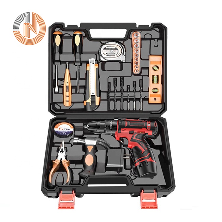 Combo Hardware Tools 29PCS Wrench Hammer Level Ruler Screwdriver Power Tool Accessory 12v Cordless Electric Metal Drill Bits Set