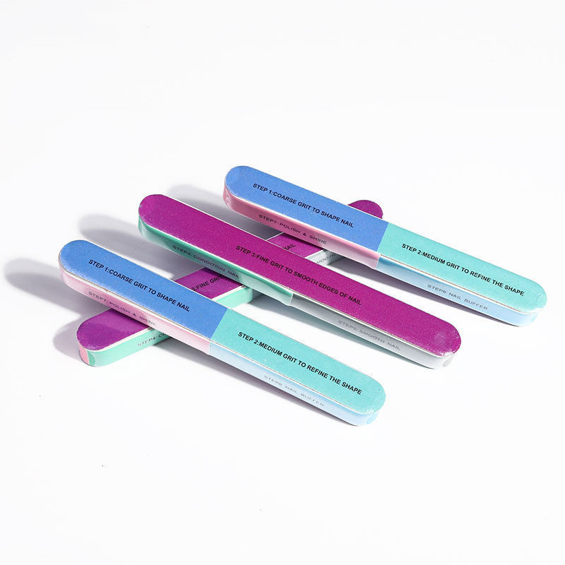 Colorful Nail Polished Strip Manicure Tool Set Seven-side Polished File For Nail Sponge Manicure
