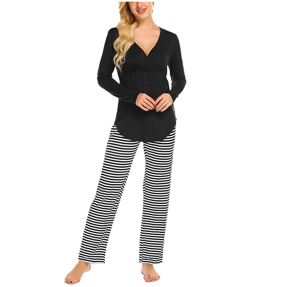 Latest custom drop shipping 100 cotton women maternity two piece set women top & pants for photography maternity clothes