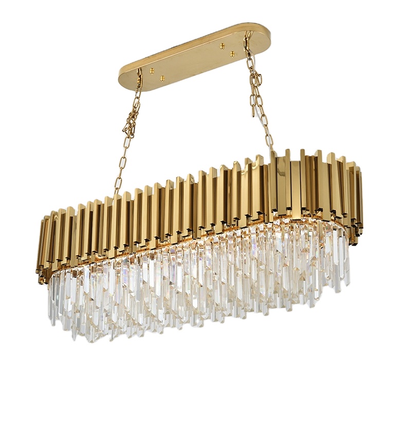 Factory Wholesale Modern Metal Tube Crystal Chandelier Stainless Steel Tube Crystal Chandelier Art Crystal Lamp
