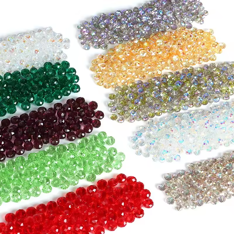 Honor of Crystal 4/6/8mm Fashion Glass Crystal Wheel Flat Beads Roundell Beads Color Plated Cut Roundell