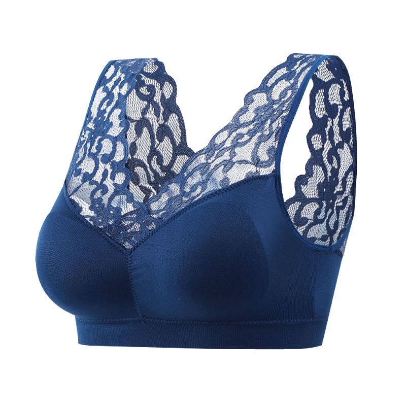 Women's Seamless Gathered Padded Bra Sexy Lace Push Up Vest Bra Wrap Chest V Neck Bralette Underwear