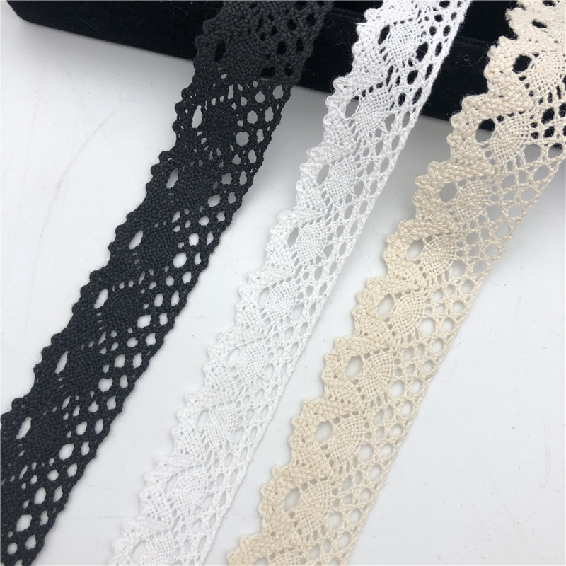 cluny Cotton Lace Crochet Ribbon lace width 25mm Lace Trim Edging Wedding for baby and kid clothes