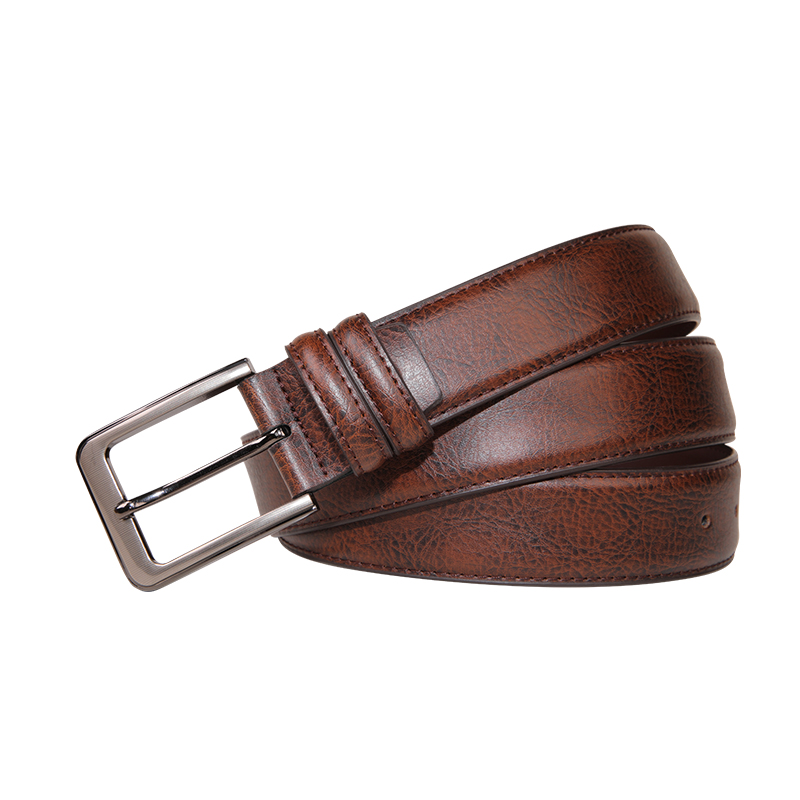 Classic Style Men's Cowhide Leather Belt Brown High Quality Split Leather with Alloy Pin Buckle for Business or Jeans