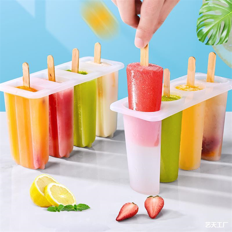 DIY без добавления бисфенола А многоразовый ледяной эскимо создатель прессформы 4 полости квадратный фруктового льда пластиковые формы для мороженого