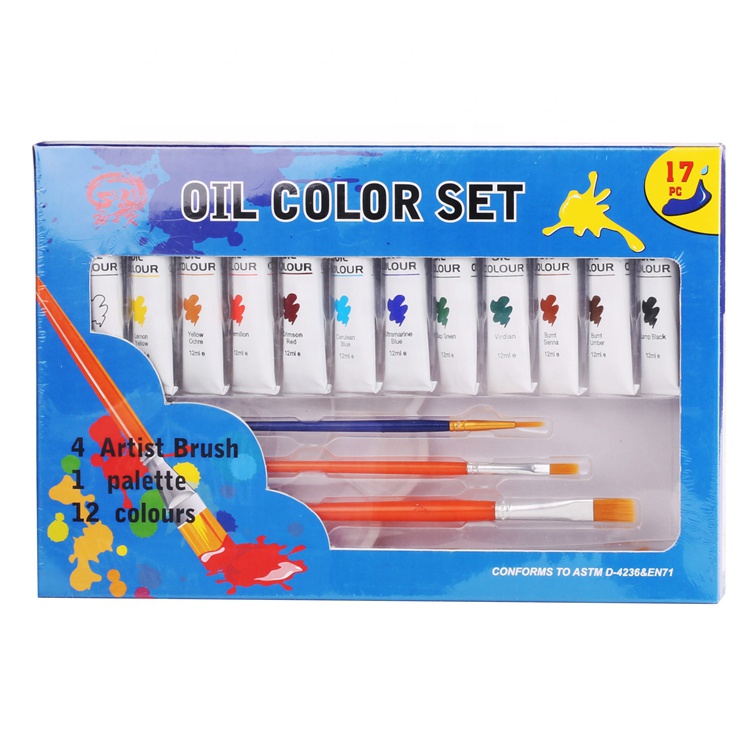 12ml oil colors paint set with artist brush for kids