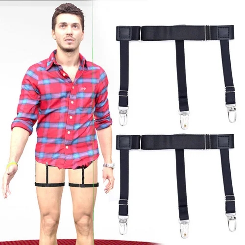 Hot sale men's shirt stays garters Wrinkle-proof and skid-proof shirt clip Sexy comfortable nylon Garter with thigh ring