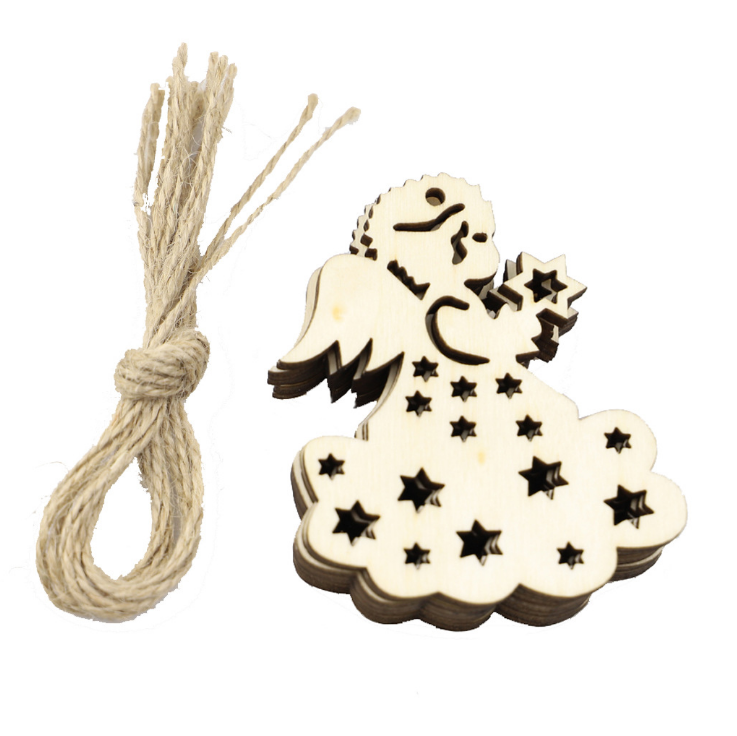 Amazon Hot Sell 10pcs 7-8cm Wood DIY Blank Wooden Tag Slice Christmas Ornaments For Christmas Tree