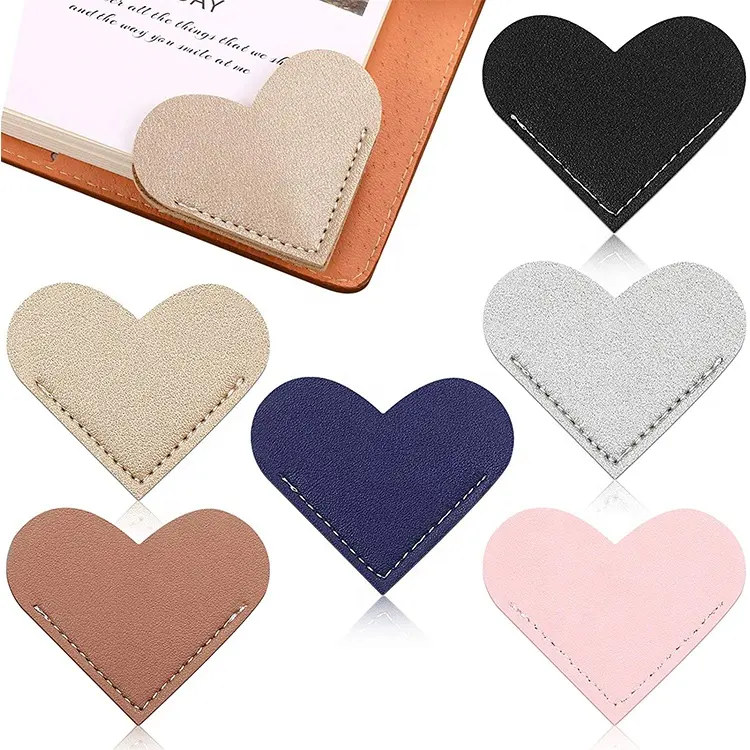 Unique Clear Fancy Cheap Kawaii Cute Heart Corner Custom Leather Bookmark For Books