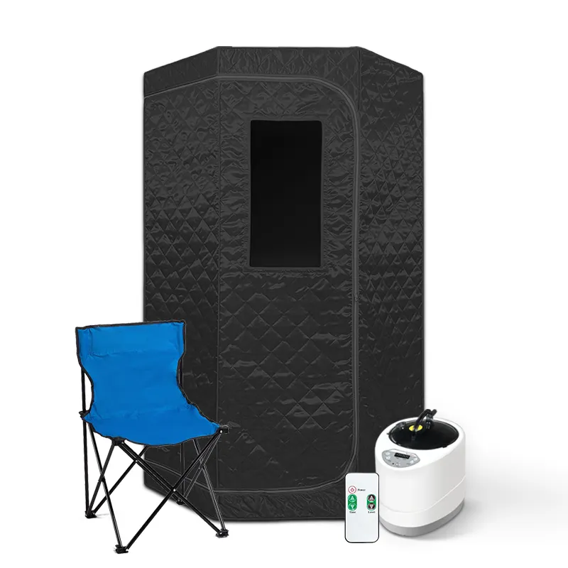 Full Size Black Steam Sauna Tent Spa Detox Home Pvc Pipe Connector Easy to Install Ozone Sauna Box Hammam with FCC Certification