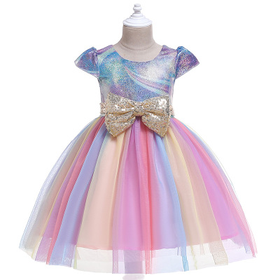 IHJ2035 girls party dresses new bow net yarn princess dress flower girls' dresses