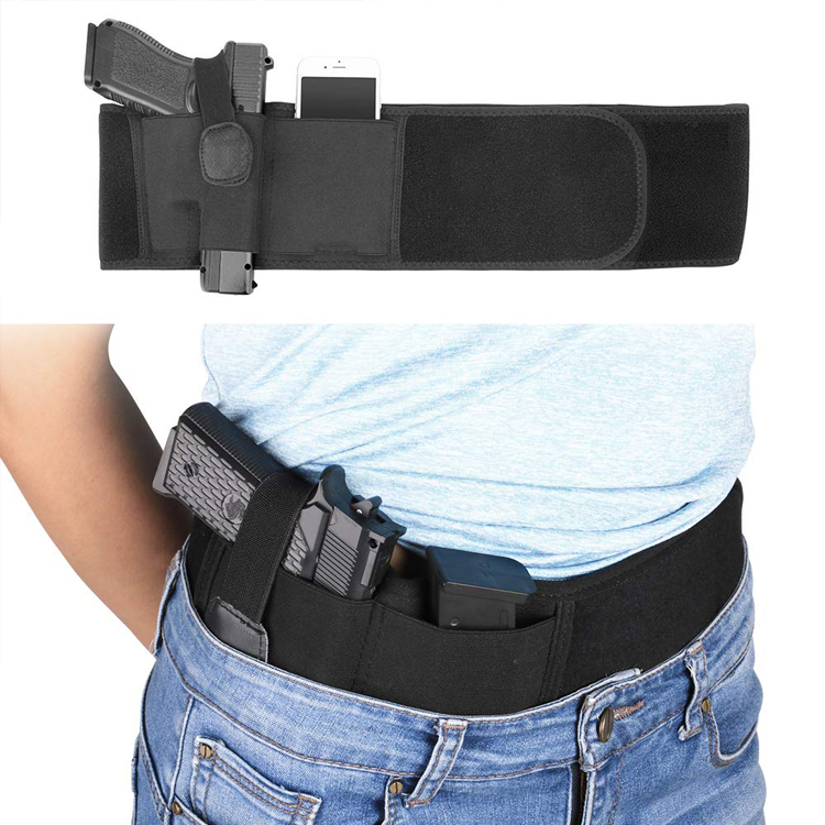 Adjustable Concealed Comfortable Carry Belly Band Tactical Belt Bag Gun Holster For Pistol
