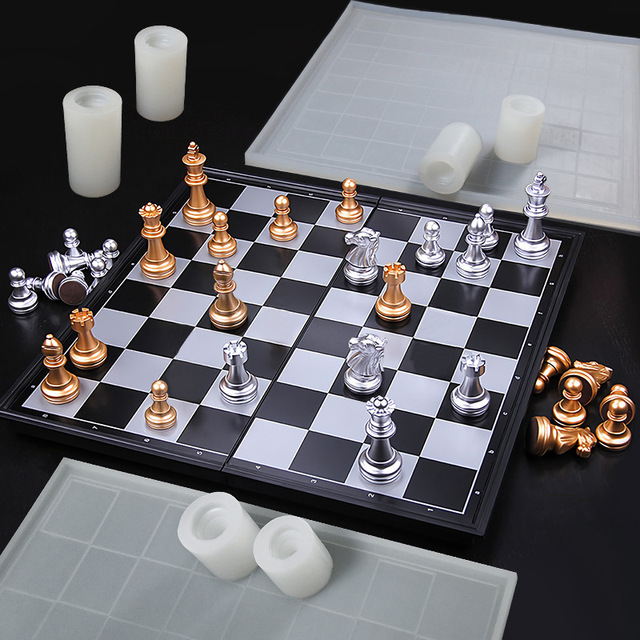DIY Epoxy Resin 6PCS 3D Silicone Chess Mold silicone resin molds for chocolate baking candle making