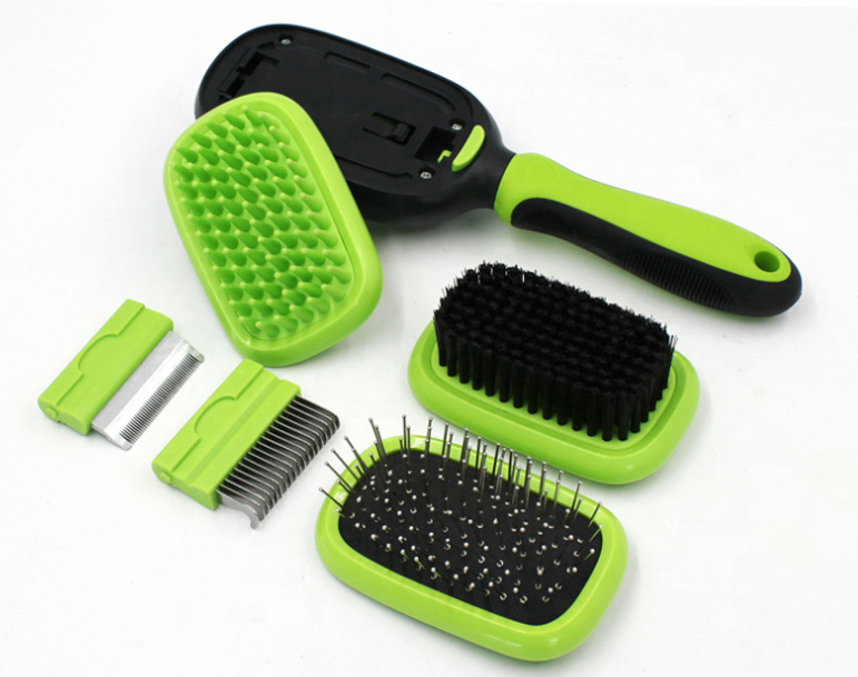 Pet Hair Grooming Tool Double Sided Massage Deshedding Dematting Pin And Bristle Brush Comb For All Breeds Dogs Cats
