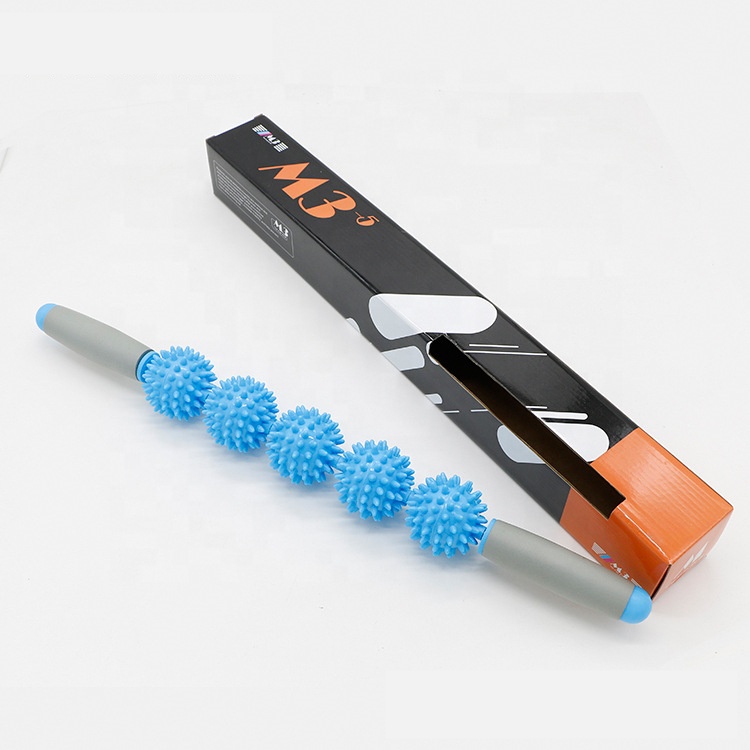 Easy use muscle roller stick 5 roller balls massager athletes runners help leg and back