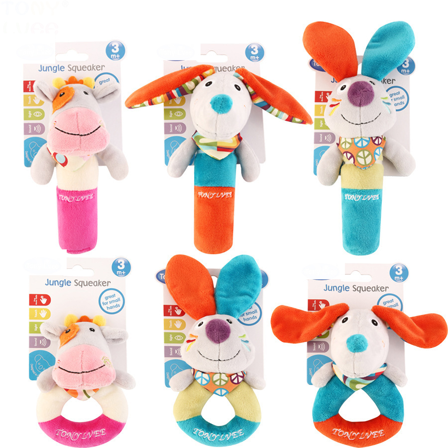 2021 Wholesale Lovely Animals Musaical Stroller Baby Rattle With Distorting Mirror Ring Ball Toys For Infant Chocalho