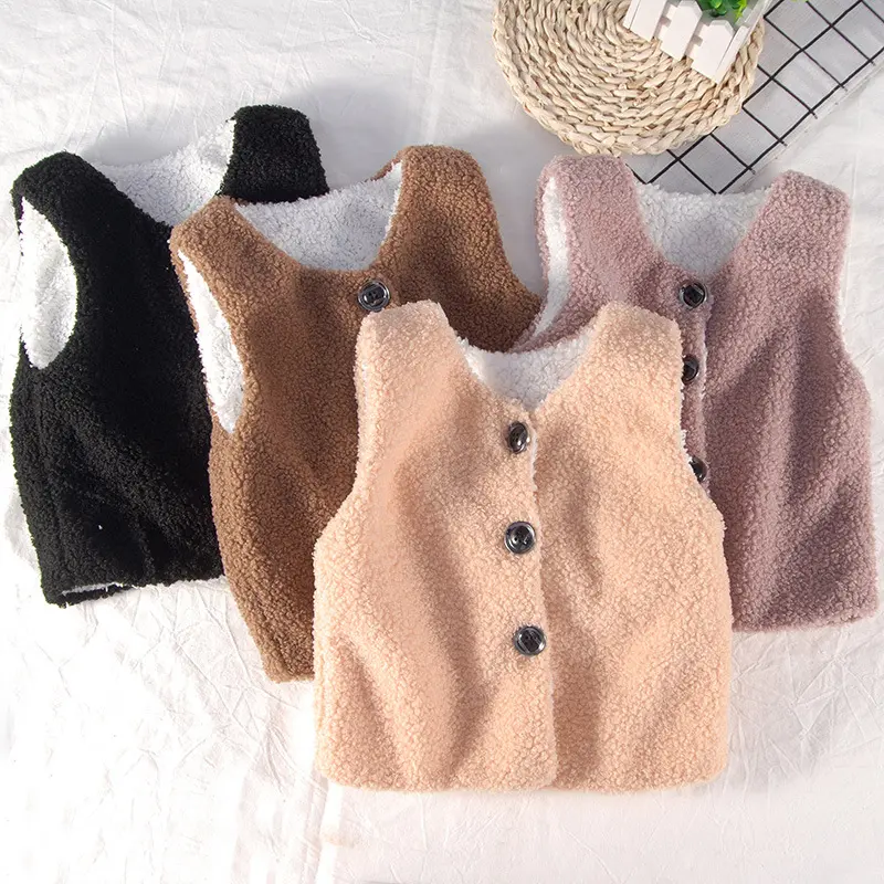 2021 New Cute Waistcoat Toddler Waistcoat for Baby Fashion Kids Outwear Boys Girls V-Neck Winter Warm Solid Coat Clothes