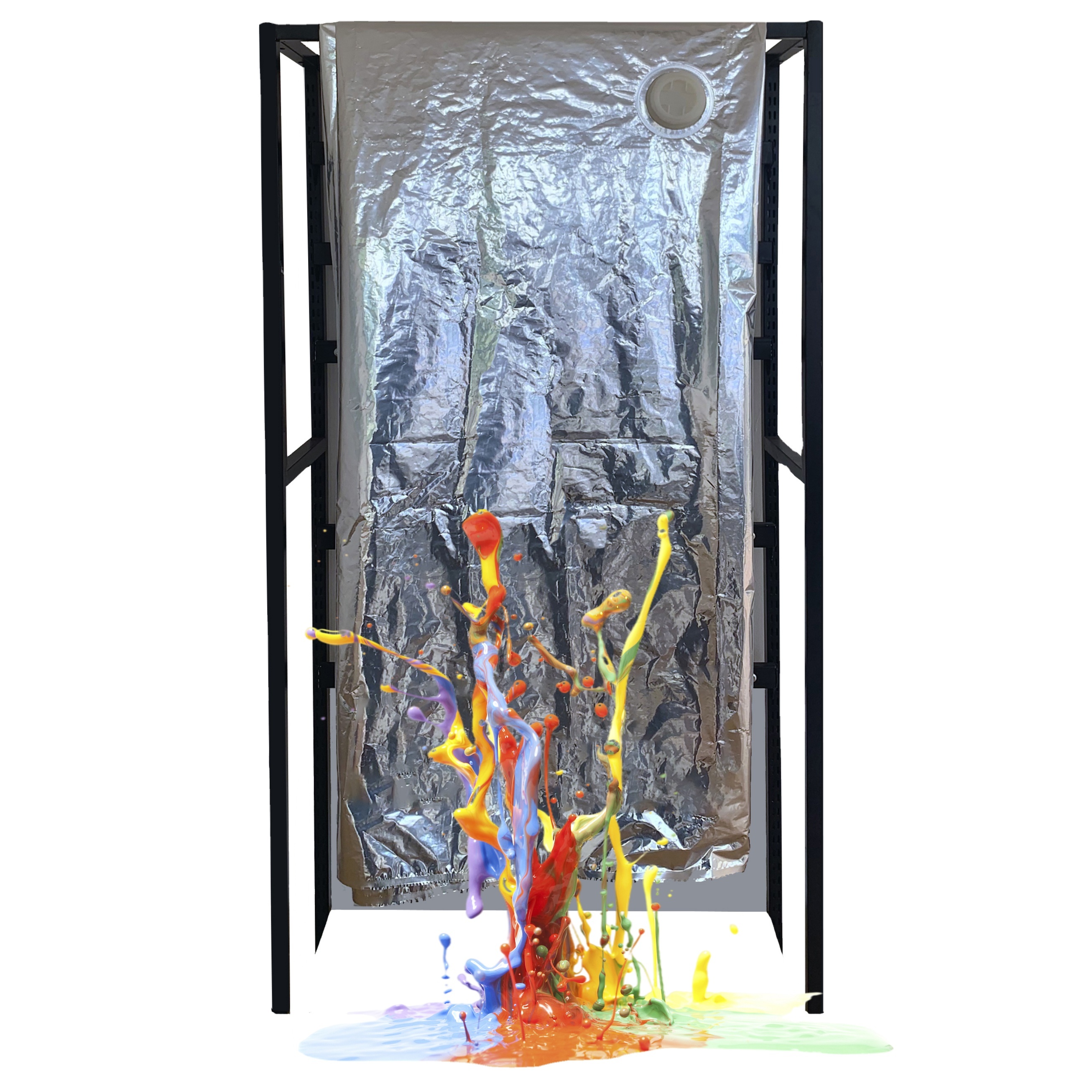 Large foldable environmentally friendly sanitary double valve foil bags used to hold paint