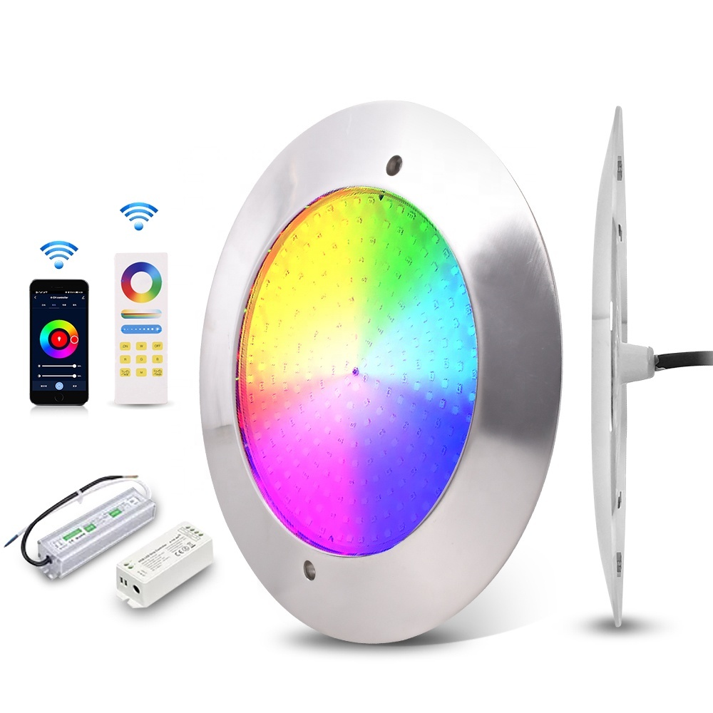 DC 12V Thin Slim Pool Lamp Color Underwater Flat Tuya Wifi Smart APP Ip68 Waterproof Led Rgb Swimming Pool Lights