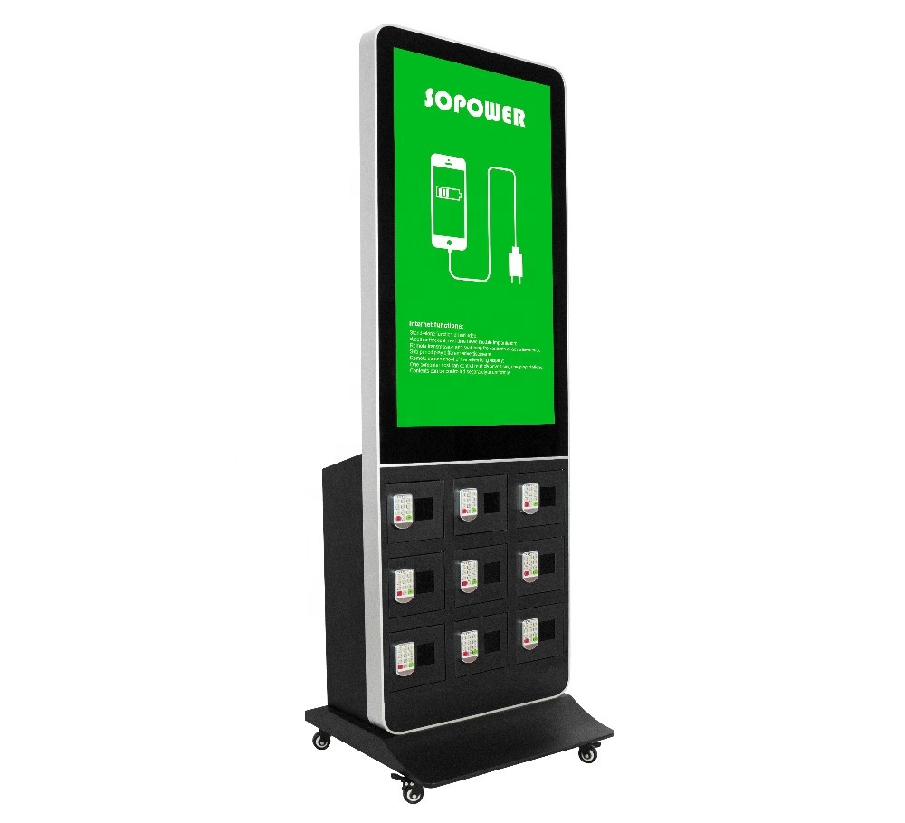 LCD menu power bank mobile phone charging station with screen