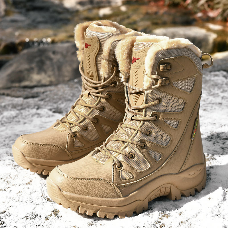 Waterproof Fur Winter Military Women's Boots Fashion Ladies Duck Boot Warm Leather Snow Boots
