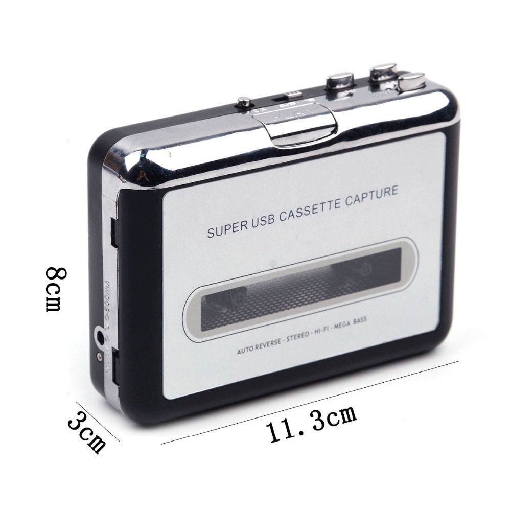 Portable USB Cassette Tape to MP3 Converter Capture Audio Music Player Tape Cassette Recorder USB Cassette Capture Radio Player