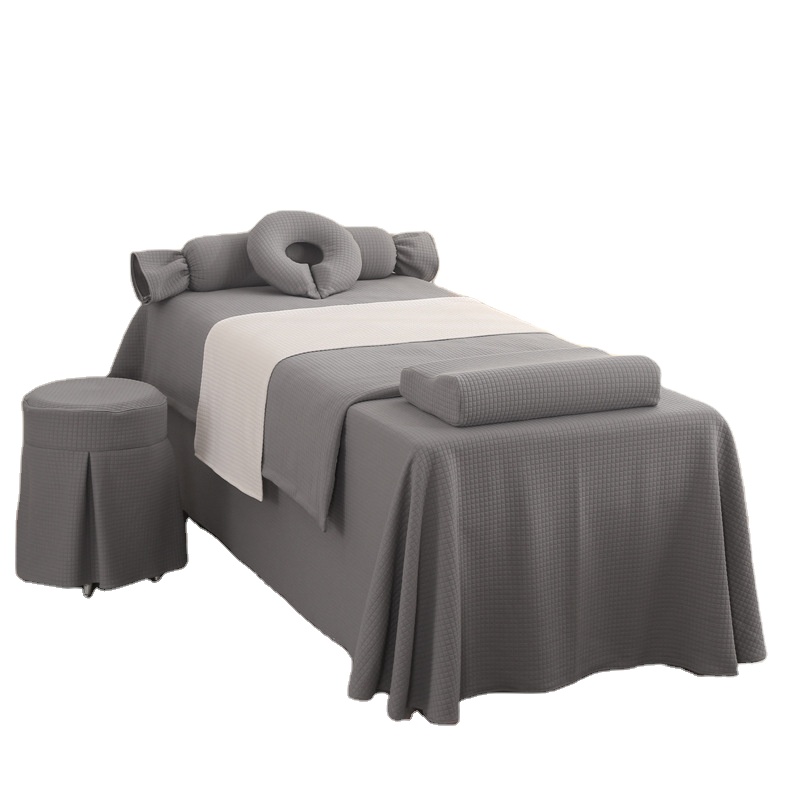 4-Piece Soft Cotton Massage Bedding Set Includes Table Cover Fitted Sheet Face Rest for Spa and Home Use