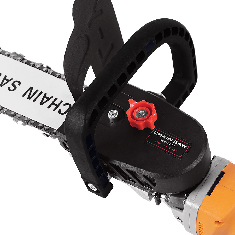 Electric angle grinder transforms electric chain saw