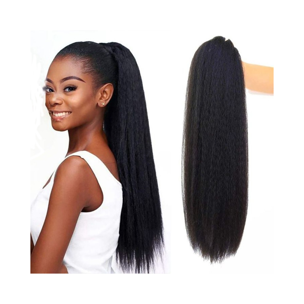 europe hot sell Drawstring elastic net synthetic hair extension with 1B color