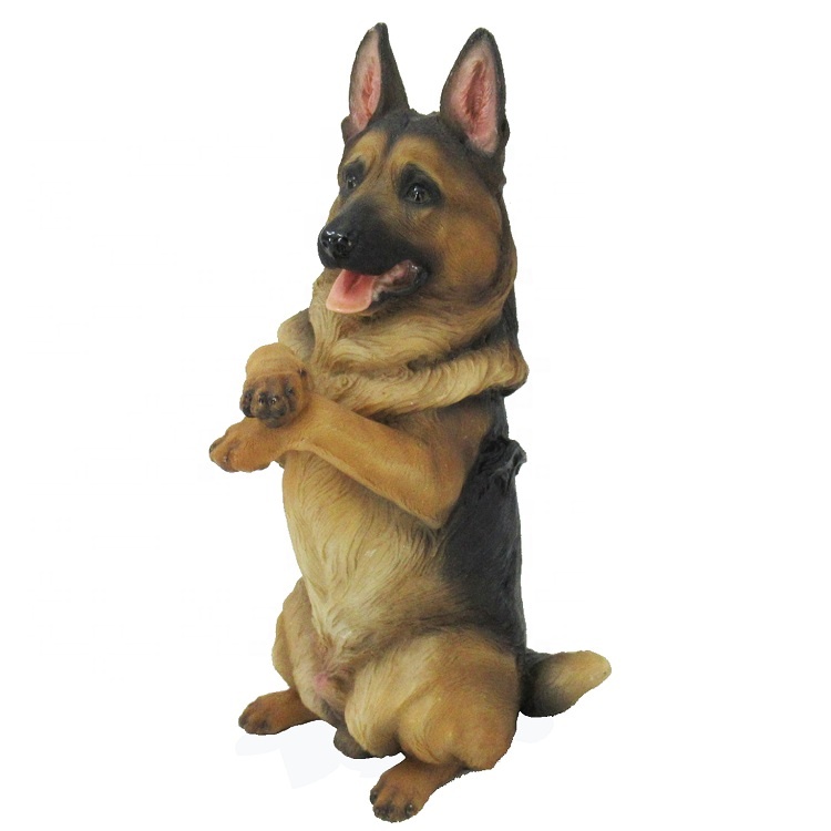 Handmade realistic garden animal sculpture resin puppy German Shepherd dog