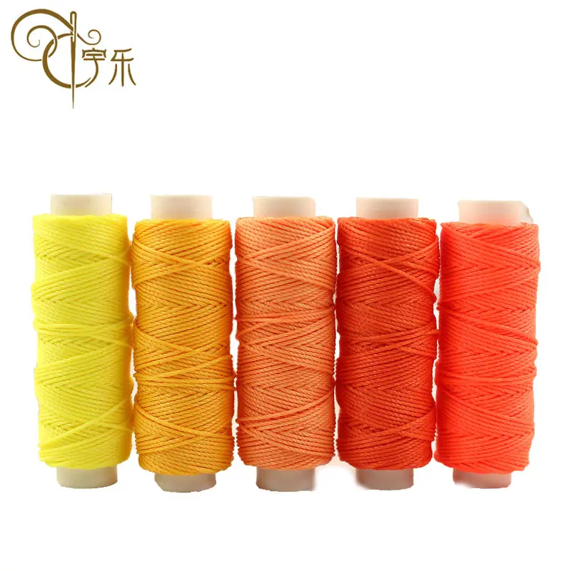 0.65mm DIY String Colorfast 100% Polyester Waterproof Flat Waxed Thread For Leather