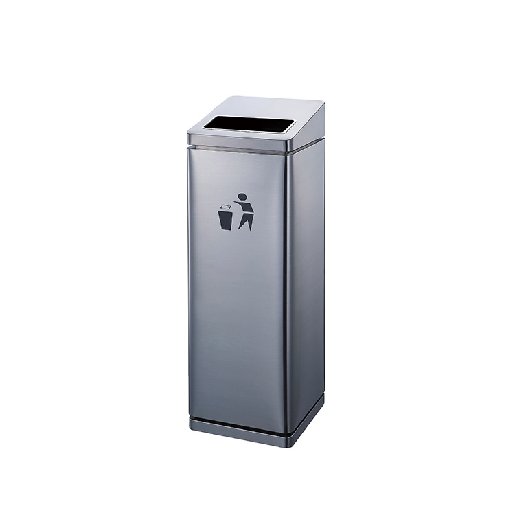 Outdoor Waste Receptacles Stainless Steel Silver Color Rectangular Trash Can For Hotel