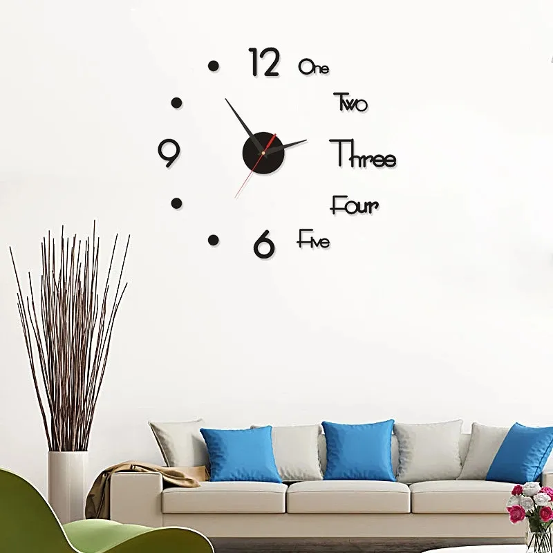 3D Wall Clock Luminous Frameless  DIY Digital Wall Stickers Silent Clock for Home Living Room Office Wall Decor
