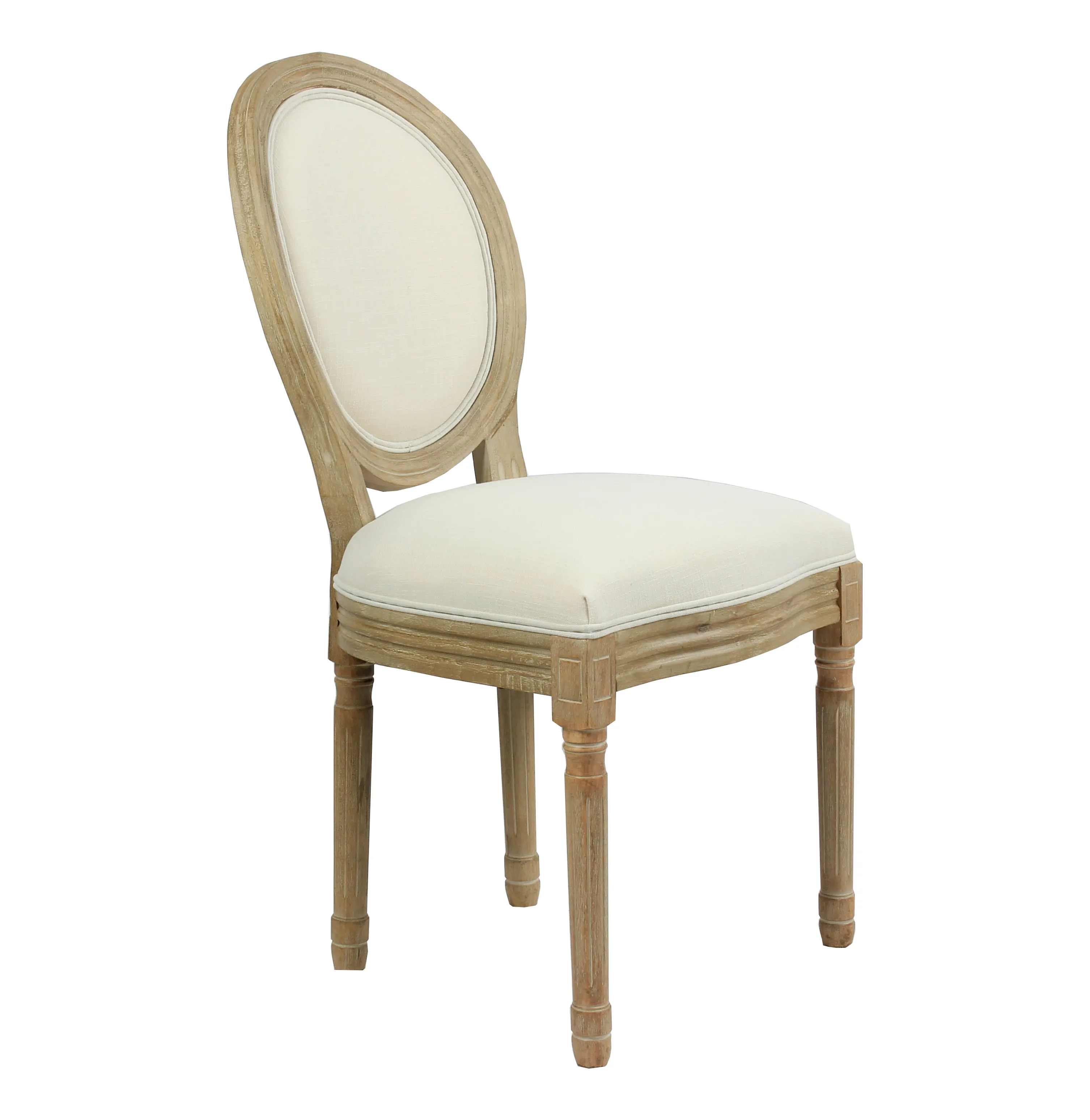 Unique Flat Package Antique French Round Back Upholstery Rubber Wood Wedding Event Louis XV Dining Chair