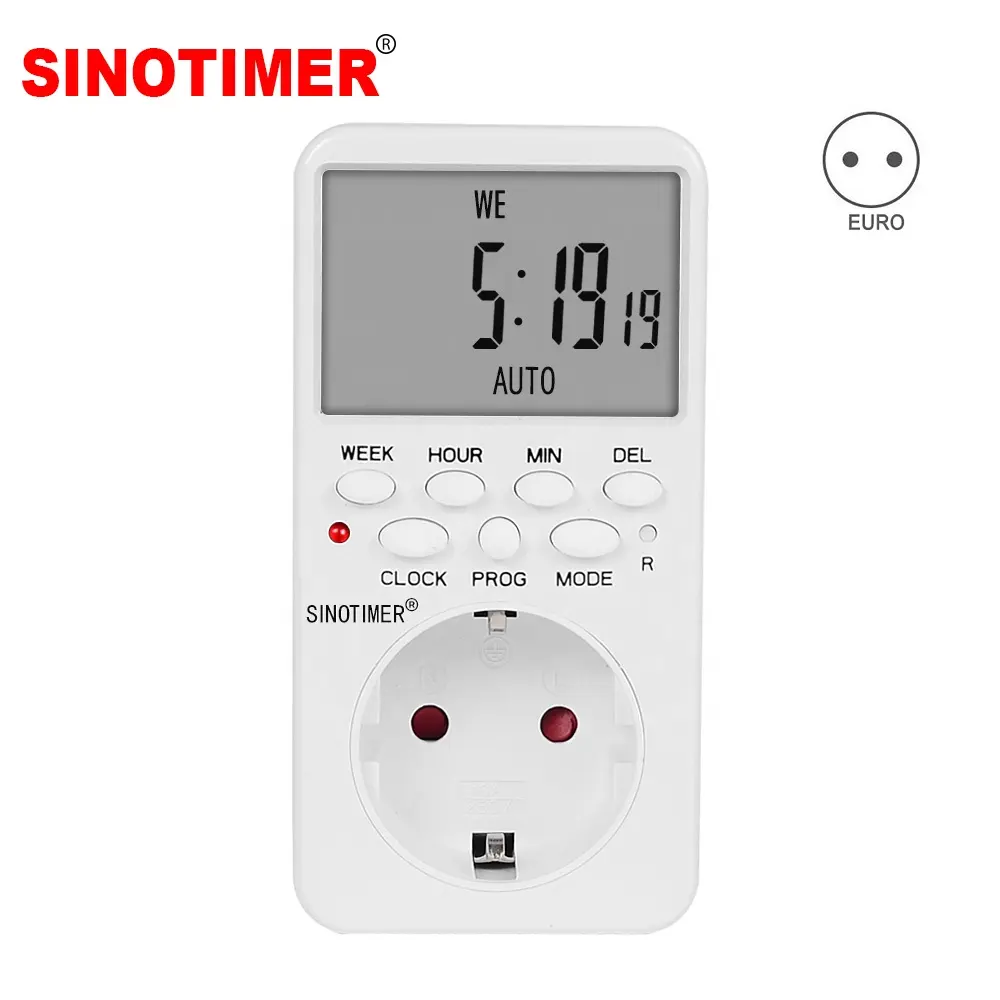 Electronic Digital Timer Switch EU Plug Kitchen Timer Outlet 230V AC 7 Day 12/24 Hour Programmable Timing Socket