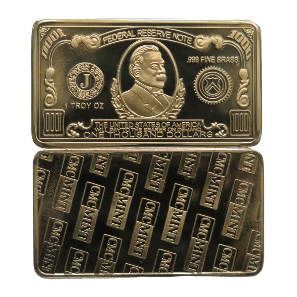 Solid Brass Coin 1 Oz 999 Fine Brass $1000 Dollar Usa Bill Metal Coin Cmcmint
