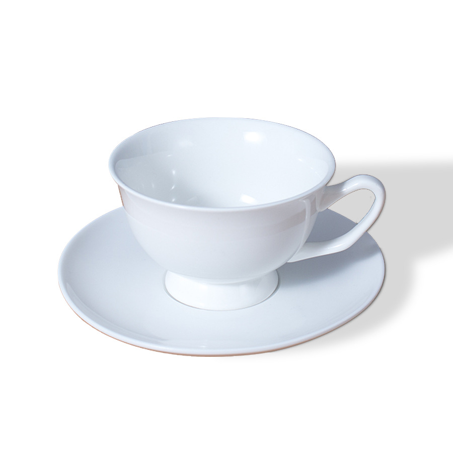 Factory Wholesale White Gold Rim European Coffee Cup and Saucer Ins Porcelain English Afternoon Tea Coffee Mugs Set Custom Logo