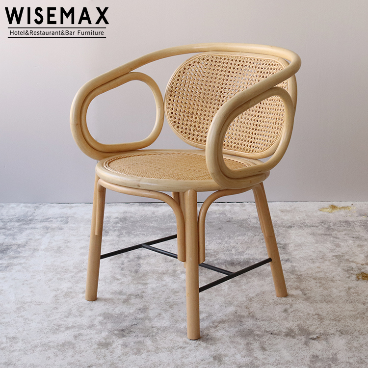 Мебель WISEMAX в скандинавском стиле, новый стиль, обеденный стул из твердой древесины, стул из ротанга из тростника для ресторана, стул из ротанга в стиле thonet, Индонезия