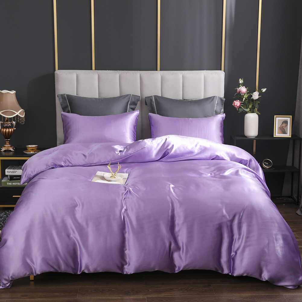 Wholesale Luxury Rich Modern Bedding Sets Queen Size Solid Color Woven Satin Duvet Cover Set