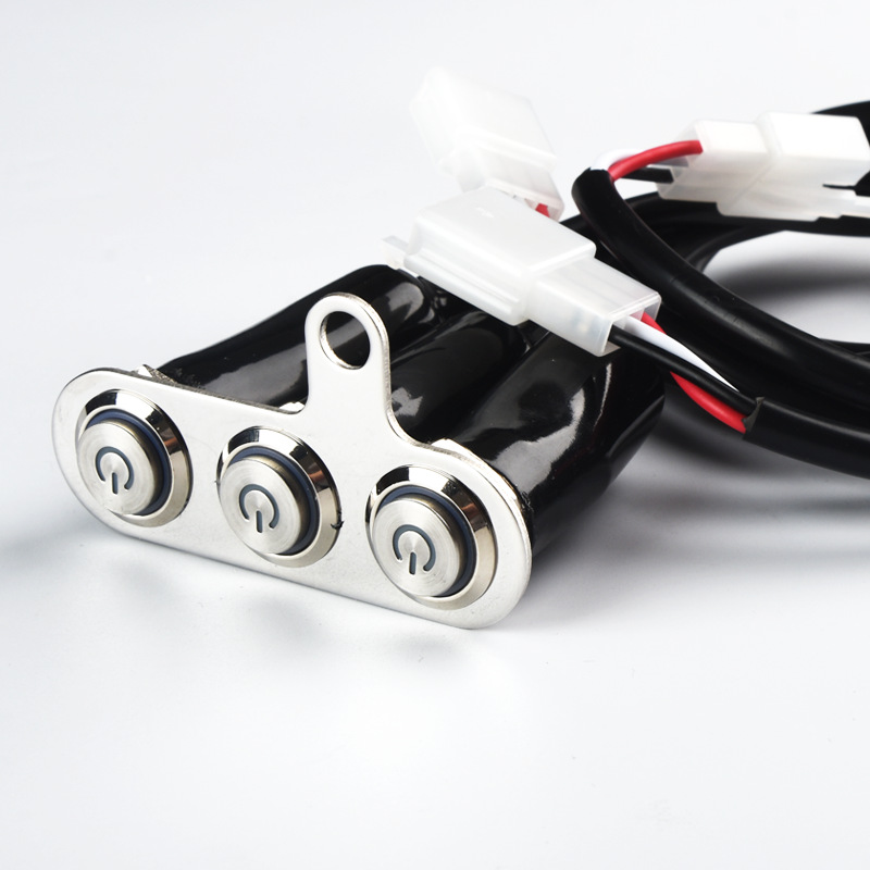 Прожектор для мотоцикла PowerMotor, водонепроницаемые переключатели, трехпозиционный светодиодный прожектор, кабель, модификационные переключатели