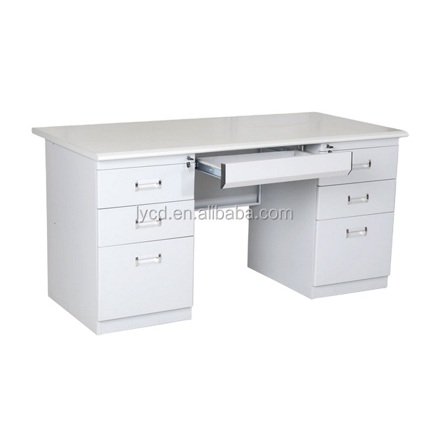 2017 New Design stainless steel office desk Executive Office furniture with drawer on 2 sides computer table