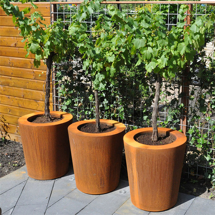 Открытый конфиденциальности круглый производитель Corten сталь сад декоративные плантаторы цветочный горшок завод коробка