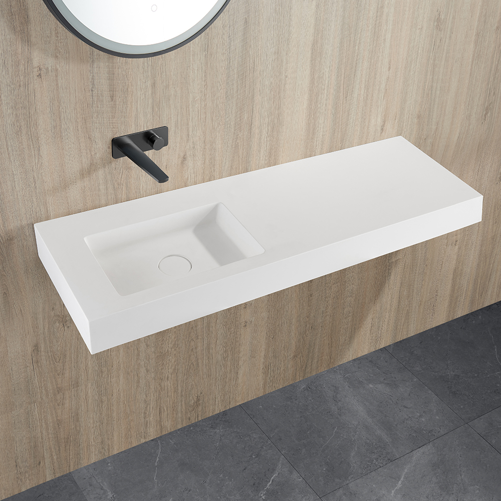 Manufacturer Sales Bathroom Sink Hotel Basin Modern Washbasin Home Bathroom Wall-hang Solid Surface Basin Matt White Basin