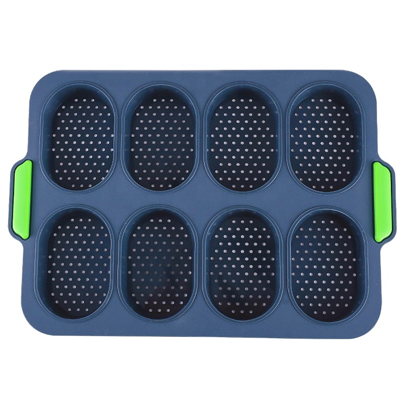 New silicone 8 glam French bread mold oval row cake DIY mold home baking tool
