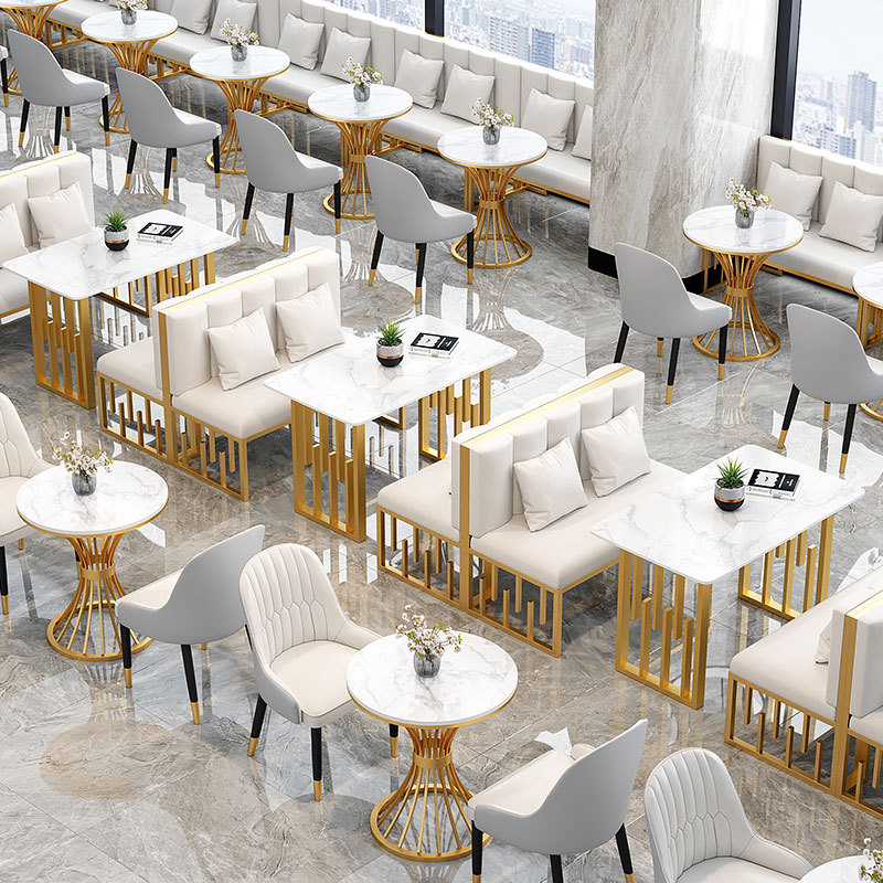 Light luxury modern custom restaurant Hotel Apartment Villa cafe Dining room furniture sets marble tables Leisure chairs set